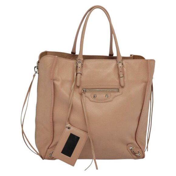 BALENCIAGA Mini Paper A4 Hand Bag Leather Pink 357330 Auth am8223V